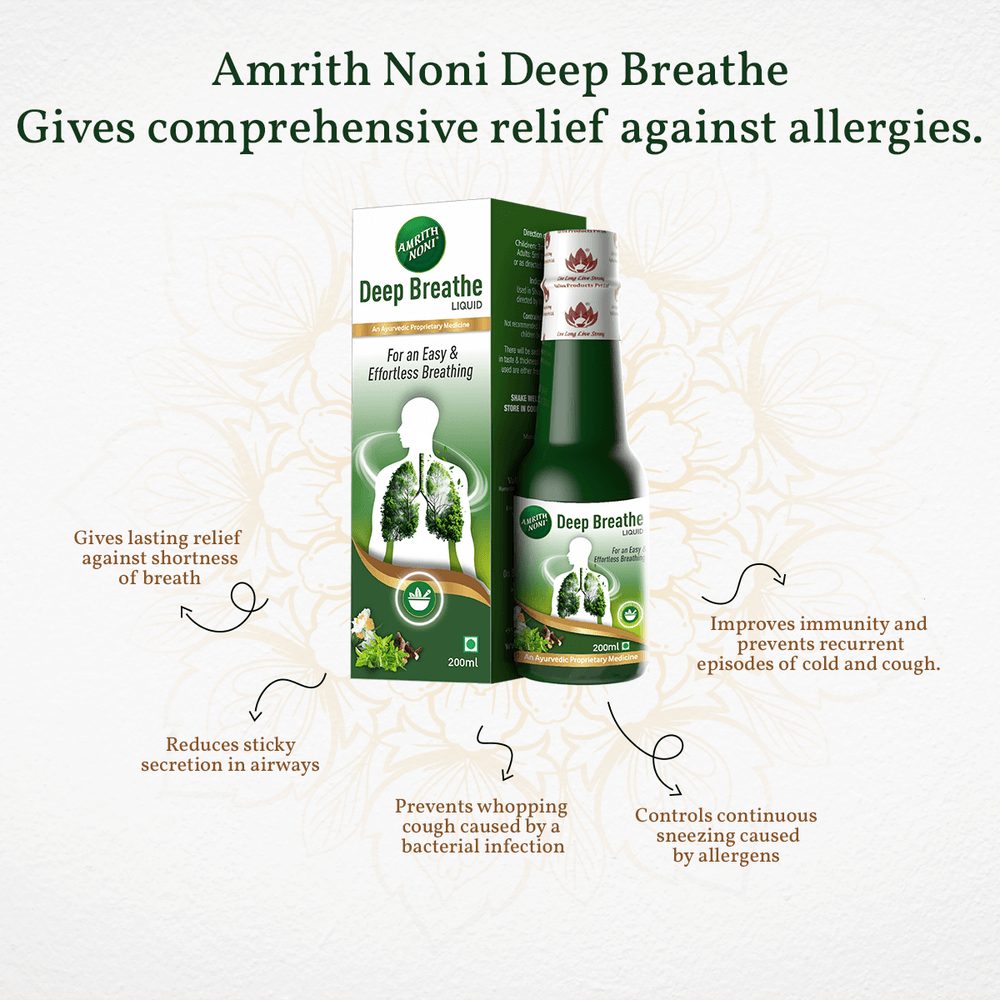 
                  
                    Amrith Noni Deep Breathe packaging showing benefits for allergy relief
                  
                